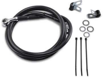 FRONT BRAKE LINE BLACK VINYL COATED STAINLESS STEEL EXTENDED 8"