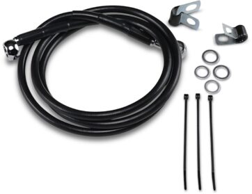 FRONT BRAKE LINE BLACK VINYL COATED STAINLESS STEEL EXTENDED 10"