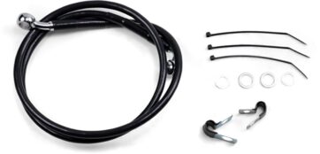 FRONT BRAKE LINE BLACK VINYL COATED STAINLESS STEEL EXTENDED 2"