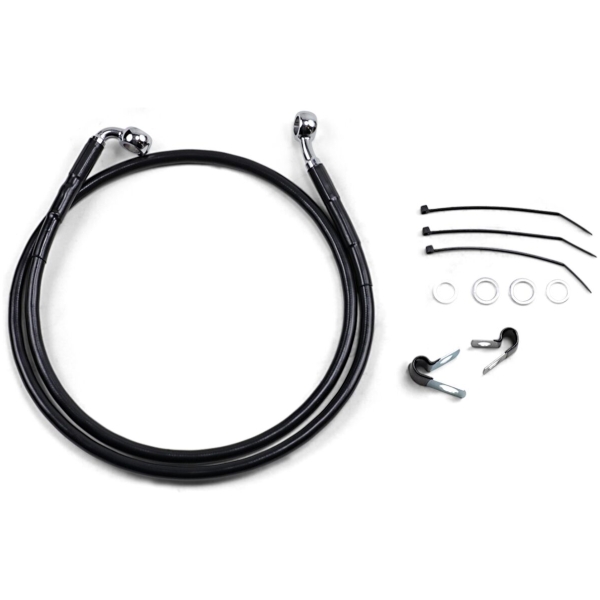 FRONT BRAKE LINE BLACK VINYL COATED STAINLESS STEEL EXTENDED 4"