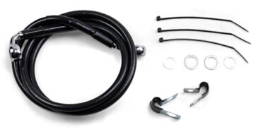 FRONT BRAKE LINE BLACK VINYL COATED STAINLESS STEEL EXTENDED 6"