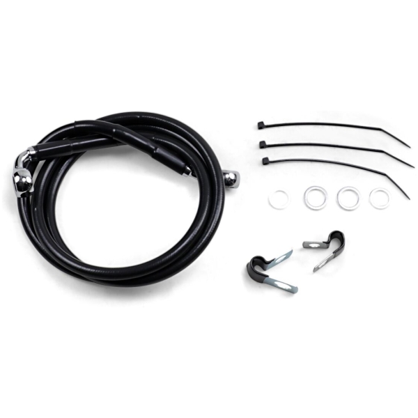 FRONT BRAKE LINE BLACK VINYL COATED STAINLESS STEEL EXTENDED 6"