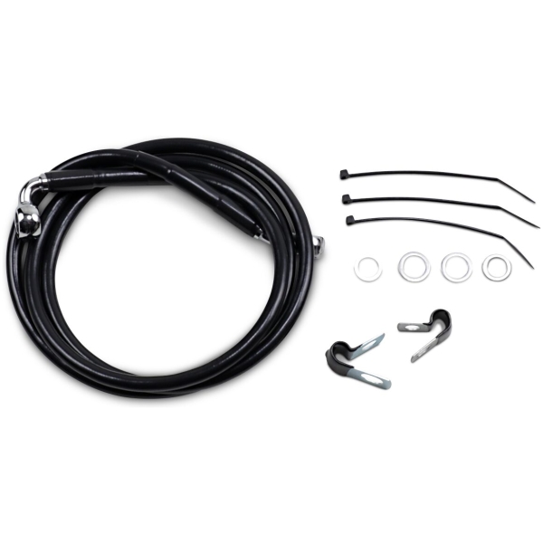 FRONT BRAKE LINE BLACK VINYL COATED STAINLESS STEEL EXTENDED 10"