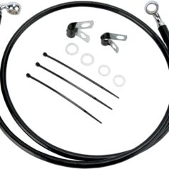 FRONT BRAKE LINE BLACK VINYL COATED STAINLESS STEEL EXTENDED 8"