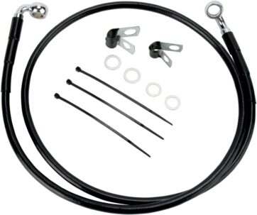 FRONT BRAKE LINE BLACK VINYL COATED STAINLESS STEEL EXTENDED 8"