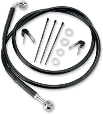 FRONT BRAKE LINE BLACK VINYL COATED STAINLESS STEEL EXTENDED 2"