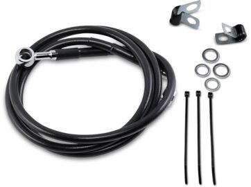 FRONT BRAKE LINE BLACK VINYL COATED STAINLESS STEEL EXTENDED 4"