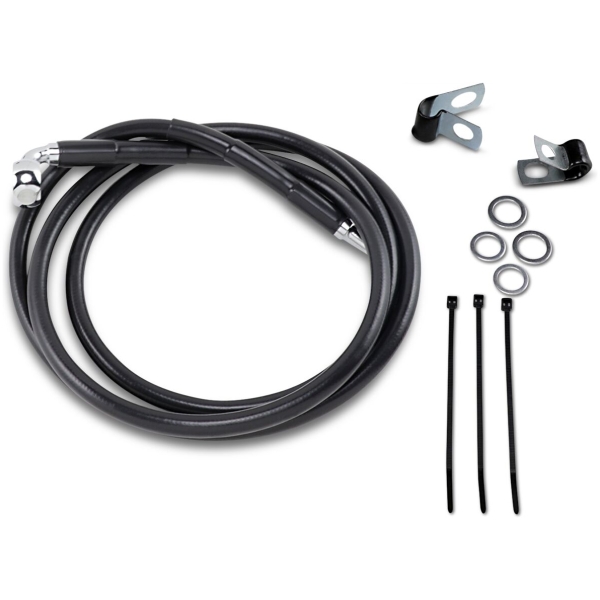 FRONT BRAKE LINE BLACK VINYL COATED STAINLESS STEEL EXTENDED 6"
