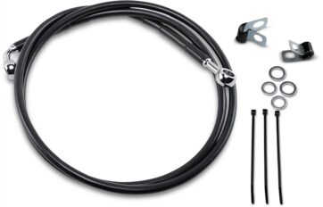 FRONT BRAKE LINE BLACK VINYL COATED STAINLESS STEEL EXTENDED 8"