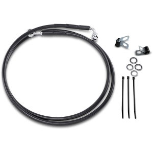 FRONT BRAKE LINE BLACK VINYL COATED STAINLESS STEEL EXTENDED 10"