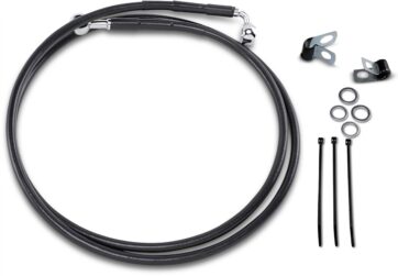 FRONT BRAKE LINE BLACK VINYL COATED STAINLESS STEEL EXTENDED 10"
