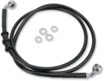 FRONT BRAKE LINE BLACK VINYL COATED STAINLESS STEEL EXTENDED 2"