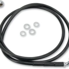 FRONT BRAKE LINE BLACK VINYL COATED STAINLESS STEEL EXTENDED 6"
