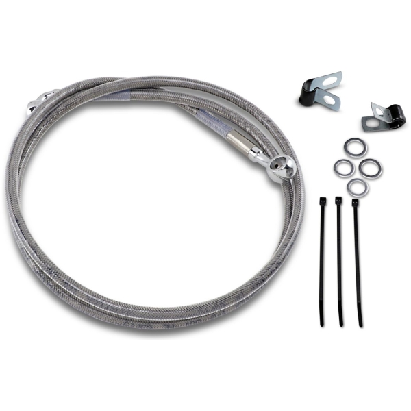 FRONT BRAKE LINE STAINLESS STEEL EXTENDED 8"