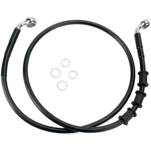 FRONT BRAKE LINE BLACK VINYL COATED STAINLESS STEEL EXTENDED 2"