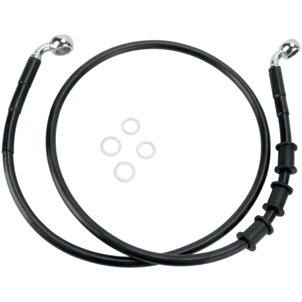 FRONT BRAKE LINE BLACK VINYL COATED STAINLESS STEEL EXTENDED 6"