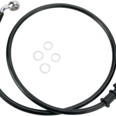 FRONT BRAKE LINE BLACK VINYL COATED STAINLESS STEEL EXTENDED 10"