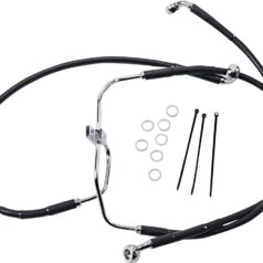 FRONT BRAKE LINE BLACK VINYL COATED STAINLESS STEEL EXTENDED 2"