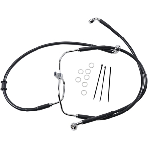 FRONT BRAKE LINE BLACK VINYL COATED STAINLESS STEEL EXTENDED 2"