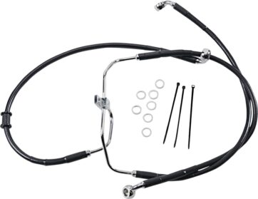 FRONT BRAKE LINE BLACK VINYL COATED STAINLESS STEEL EXTENDED 2"
