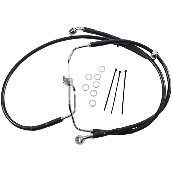 FRONT BRAKE LINE BLACK VINYL COATED STAINLESS STEEL EXTENDED 4"