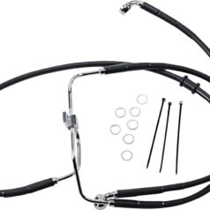 FRONT BRAKE LINE BLACK VINYL COATED STAINLESS STEEL EXTENDED 6"