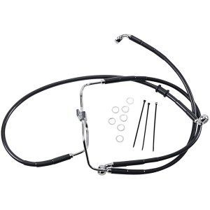 FRONT BRAKE LINE BLACK VINYL COATED STAINLESS STEEL EXTENDED 6"