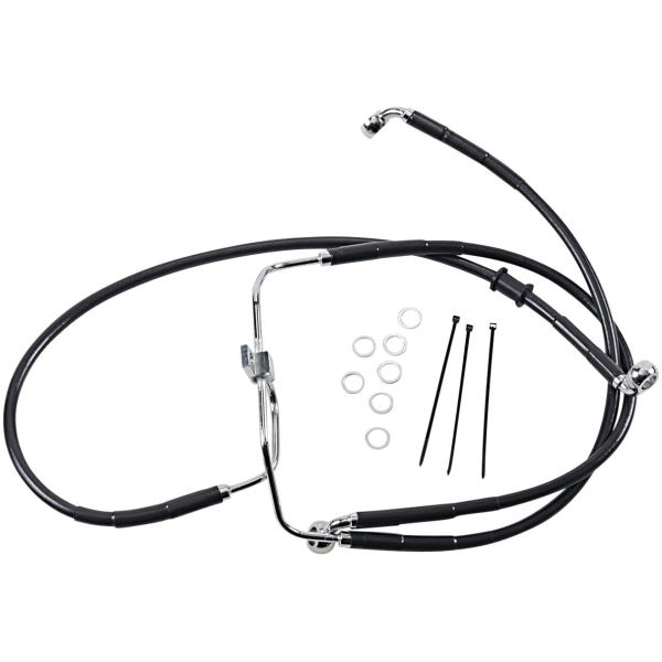FRONT BRAKE LINE BLACK VINYL COATED STAINLESS STEEL EXTENDED 6"