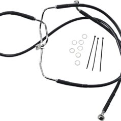 FRONT BRAKE LINE BLACK VINYL COATED STAINLESS STEEL EXTENDED 8"