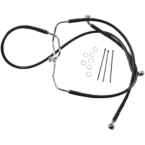 FRONT BRAKE LINE BLACK VINYL COATED STAINLESS STEEL EXTENDED 8"