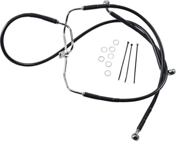 FRONT BRAKE LINE BLACK VINYL COATED STAINLESS STEEL EXTENDED 8"