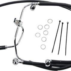 FRONT BRAKE LINE BLACK VINYL COATED STAINLESS STEEL EXTENDED 10"