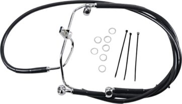 FRONT BRAKE LINE BLACK VINYL COATED STAINLESS STEEL EXTENDED 10"