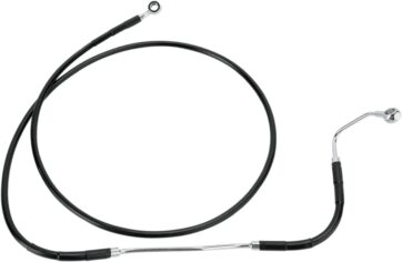 FRONT UPPER BRAKE LINE BLACK VINYL COATED STAINLESS STEEL EXTENDED 4"