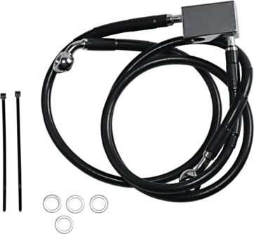 REAR BRAKE LINE BLACK VINYL COATED STAINLESS STEEL EXTENDED 3"