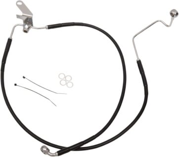 REAR BRAKE LINE BLACK VINYL COATED STAINLESS STEEL EXTENDED 2"