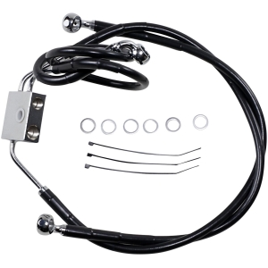 BRAKE LINE STAINESS STEEL BLACK COATED FRONT/UPPER/LOWER EXTENDED +2"