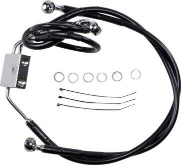 BRAKE LINE STAINESS STEEL BLACK COATED FRONT/UPPER/LOWER EXTENDED +2"