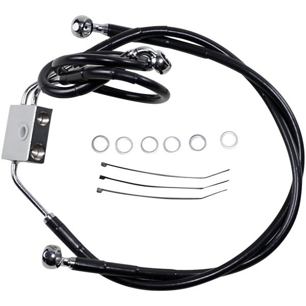 BRAKE LINE STAINESS STEEL BLACK COATED FRONT/UPPER/LOWER EXTENDED +2"