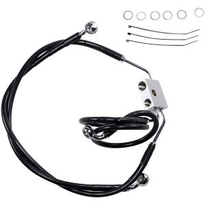 BRAKE LINE STAINESS STEEL BLACK COATED FRONT/UPPER/LOWER EXTENDED +4"