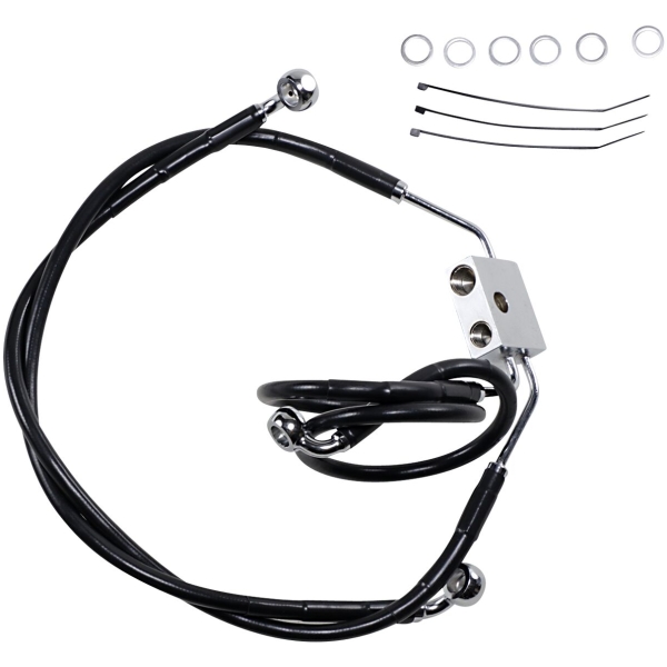BRAKE LINE STAINESS STEEL BLACK COATED FRONT/UPPER/LOWER EXTENDED +4"