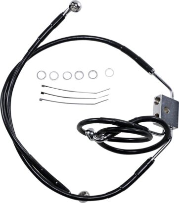 BRAKE LINE STAINESS STEEL BLACK COATED FRONT/UPPER/LOWER EXTENDED +6"