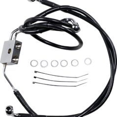BRAKE LINE STAINESS STEEL BLACK COATED FRONT/UPPER/LOWER EXTENDED +8"