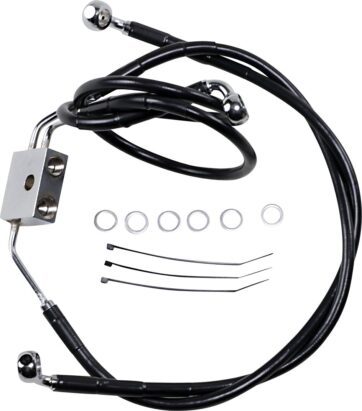 BRAKE LINE STAINESS STEEL BLACK COATED FRONT/UPPER/LOWER EXTENDED +8"
