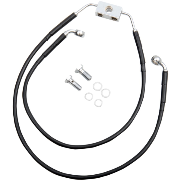 BRAKE LINE STAINESS STEEL BLACK COATED FRONT/UPPER/LOWER EXTENDED +4"