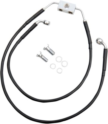 BRAKE LINE STAINESS STEEL BLACK COATED FRONT/UPPER/LOWER EXTENDED +6"