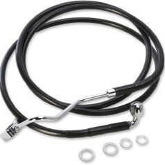 BRAKE LINE KIT EXTENDED UPPER FRONT LENGTH BLACK VINYL/STAINLESS STEEL + 4"