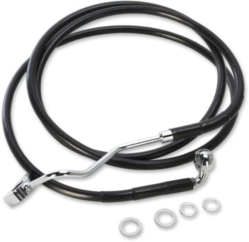 BRAKE LINE KIT EXTENDED UPPER FRONT LENGTH BLACK VINYL/STAINLESS STEEL + 6"