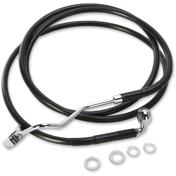BRAKE LINE KIT EXTENDED UPPER FRONT LENGTH BLACK VINYL/STAINLESS STEEL + 6"