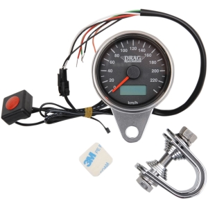 220 KM/H BLACK FACE PROGRAMMABLE MINI ELECTRONIC SPEEDOMETER WITH ODOMETER/TRIPMETER 2.37"